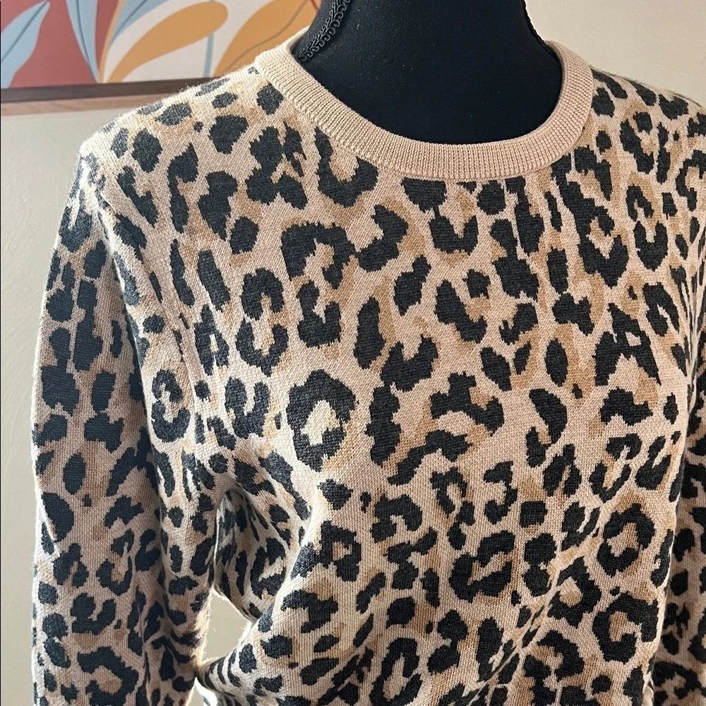 J.Crew Merino Wool Leopard Print Sweater Size S